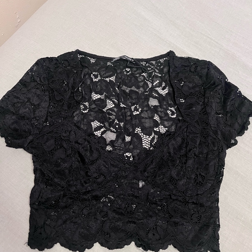 Zara Black Lace Women's Crop Top